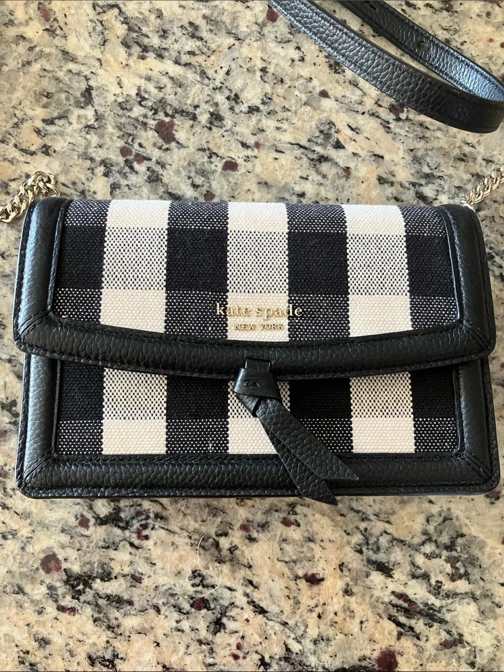kate spade Black and White Gingham Crossbody